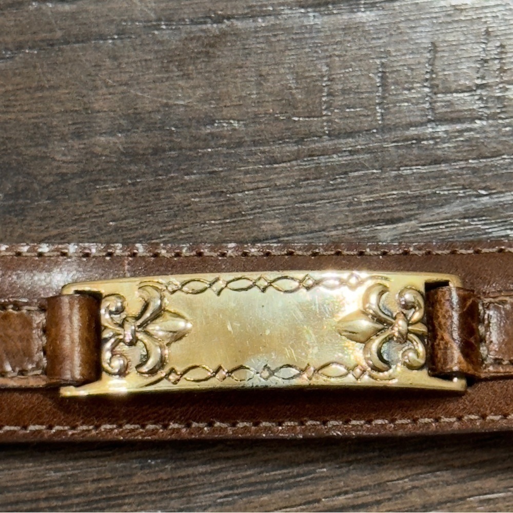 Brighton Women's Vintage Leather Belt Goldtone Accents Western Cowgirl Brown - Picture 6 of 13